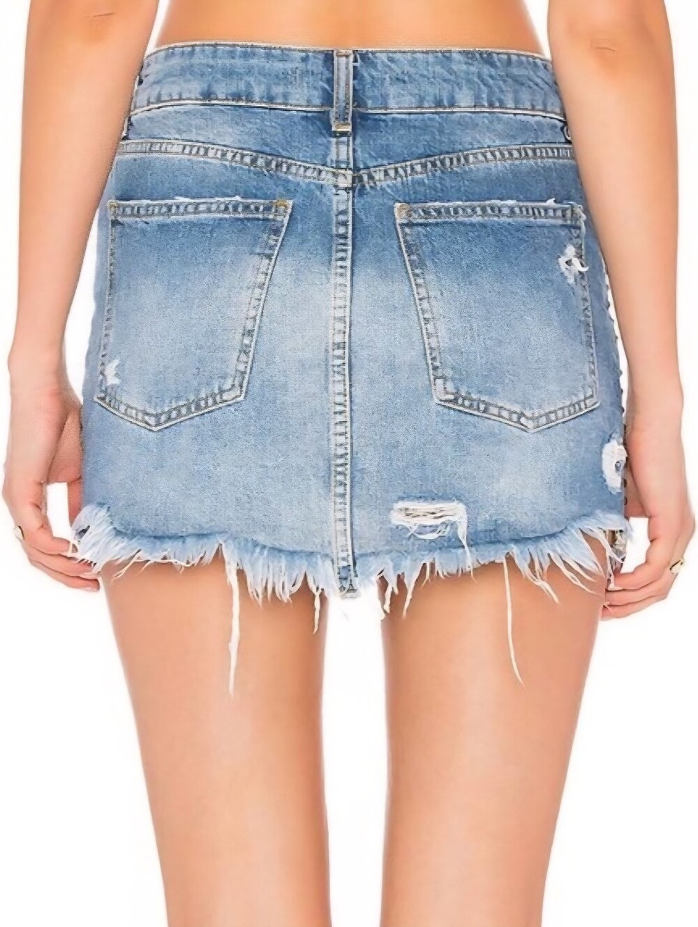 Free People Denim Mini Skirt Wild Rose Embroidered Size 24 Waist Festival EUC - Picture 5 of 13